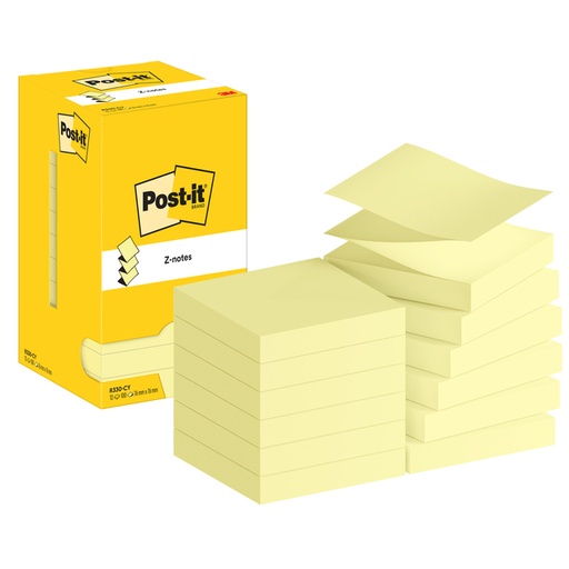 [1420099] Memoblok Post-it Z-Note R330 76x76mm canary yellow 12 stuks