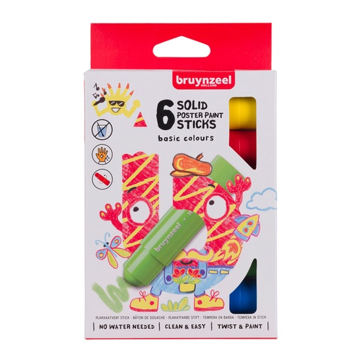 [1406121] Verfstift Bruynzeel Kids assorti basis 6 stuks