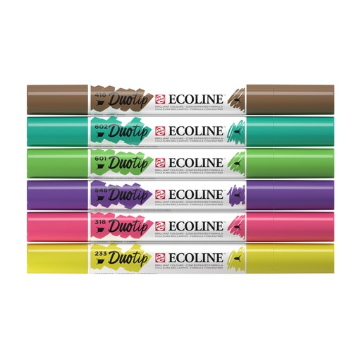 [1407216] Stylo Duotip Talens Ecoline set botanique 6 couleurs