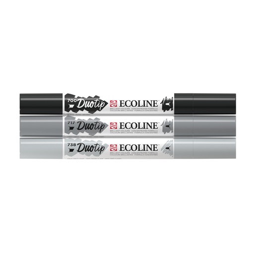 [1407217] Stylo Duotip Talens Ecoline set noir & gris 3 couleurs