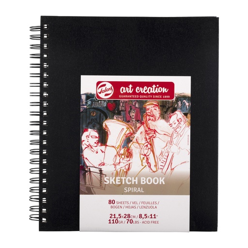 [1419114] Schetsboek Talens Art Creation 80 witte vellen 110gr 210x280mm spiraal zwart