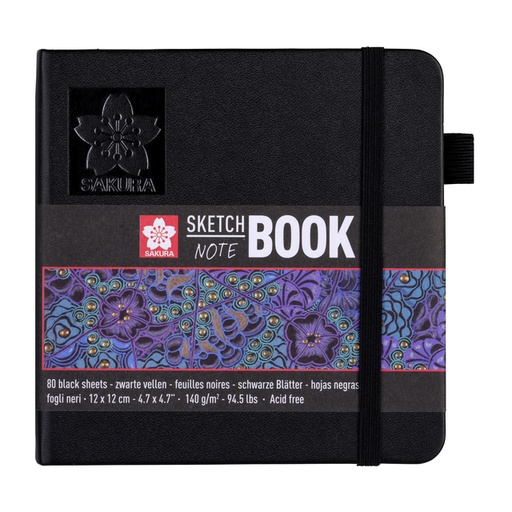 [1419116] Carnet de croquis Sakura 12x12cm 140g 80 feuilles noir