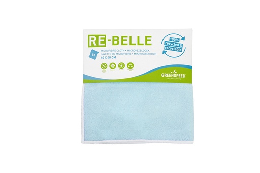 [1398815] Chiffon microfibre Greenspeed Re-belle 40x40cm bleu 5 pièces