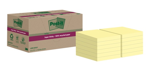 [1406927] Bloc-mémos Post-it 622 RSS12CY 47,6x47,6mm jaune canari 12 pièces