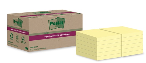[1406927] Bloc-mémos Post-it 622 RSS12CY 47,6x47,6mm jaune canari 12 pièces