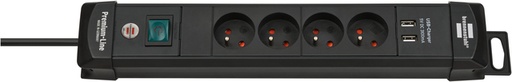 [1419408] Stekkerdoos Brennenstuhl Premium 4vdig 2 USB H05VV-F 3G1.5 1.8m zw FR/BE