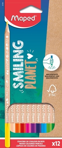 [1406887] Kleurpotlood Maped Smiling Planet set à 12 kleuren