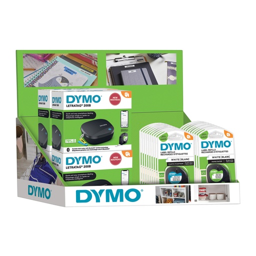 [1398897] Imprimante Letratag Dymo 200B Bluetooth portable 12mm noir présentoir 26 pièces