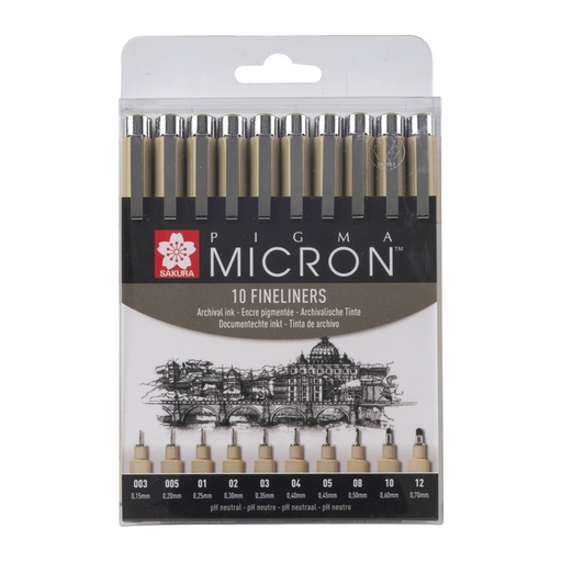 [1420284] Fineliner Sakura Pigma Micron set 10 largeurs noir