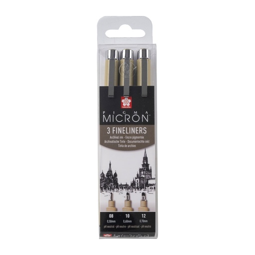 [1420285] Fineliner Sakura Pigma Micron set à 3 schrijfbreedtes breed zwart