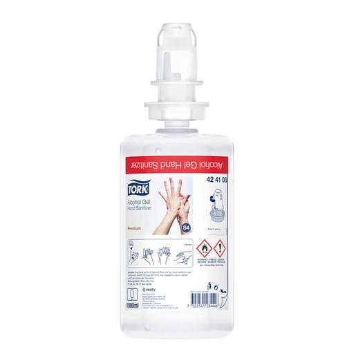 [1420820] Alcoholgel Tork S4 voor handdesinfectie ongeparfumeerd 1000ml 424103