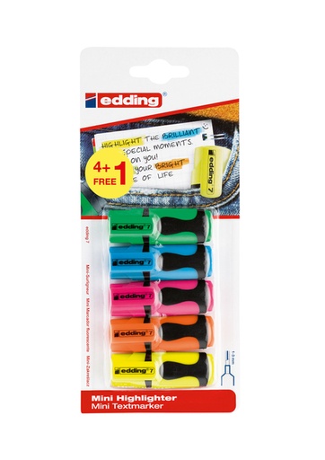 [1421896] Surligneur edding 7 Mini 1-3mm assorti blister 4+1 gratuit