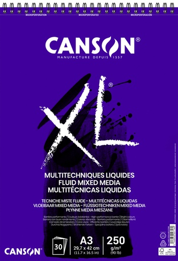 [1406746] Tekenblok Canson XL Fluid Mixed Media A3 30vel 250gr