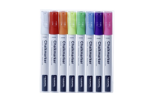[1420620] Marqueur craie Europel 3mm assorti étui 8 pièces