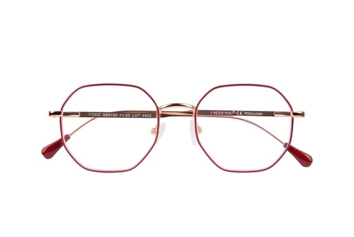 [1420253] Lunettes de lecture I Need You +2.50 dpt Yoko rouge-cuivre