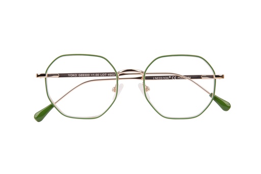 [1420259] Lunettes de lecture I Need You +1.00 dpt Yoko vert-or