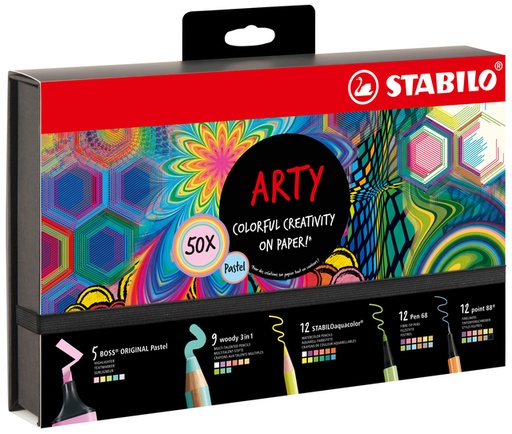[1421992] Kit écriture STABILO 77/6 Colorful Arty Creative pastel coffret luxeux 50 pièces