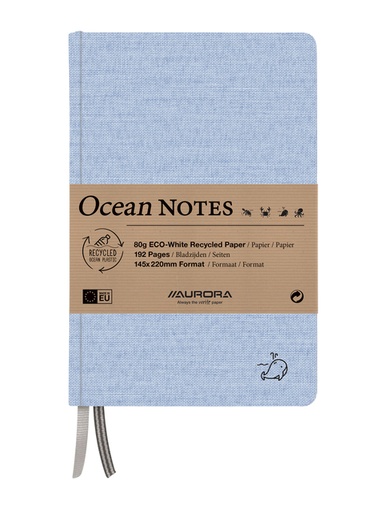 [1407584] Notitieboek Aurora Ocean A5 192blz lijn 80gr linnenstructuur kaft blauw