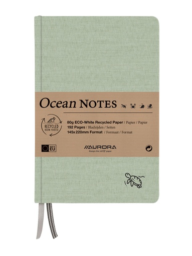 [1407585] Carnet de notes Aurora Ocean A5 192 pages ligné 80g structure lin vert