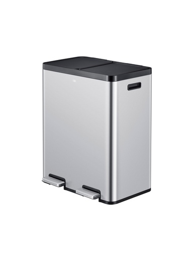 [1421901] Poubelle à pédale EKO Essential Recycler Tri sélectif 2x 30L inox