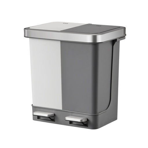 [1421904] Pedaalemmer EKO Hana Duo Recycling 2x10 liter grijs wit