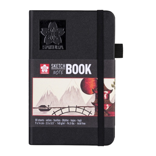 [1406993] Carnet de croquis Sakura 90x140mm 140g 80 feuilles blanches noir
