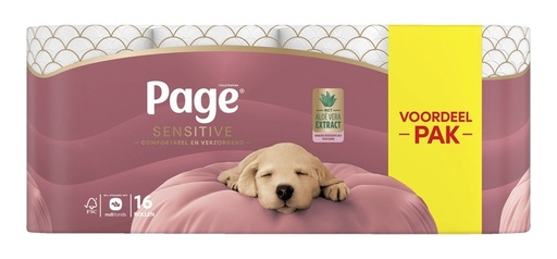 [1407597] Papier toilette Page Sensitive Aloe Vera 3 épaisseurs blanc 140 feuilles