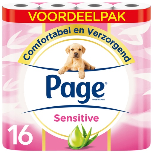 [1407597] Papier toilette Page Sensitive Aloe Vera 3 épaisseurs blanc 140 feuilles