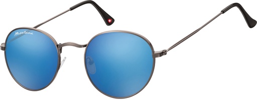 [1420296] Lunettes de soleil Montana acier mat Revo verre rond bleu