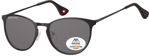 [1420318] Lunette de soleil Montana noir mat verre rond fumé polarisé noir