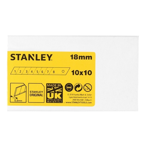 [1420711] Afbreekmesjes Stanley 18mm 10 stuks x 10