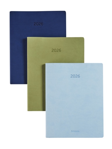 [1399919] Agenda 2026 Brepols Timing Colora 7 jours/2 pages vert, bleu clair, bleu foncé