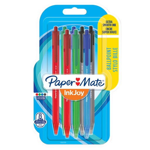 [1422369] Stylo bille Paper Mate Inkjoy 100 RT Medium assorti blister 8 pièces