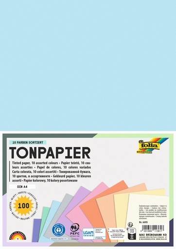 [1407610] Papier teinté Folia A4 100 feuilles couleurs pastel