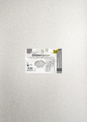[1422125] Glitterkarton Folia 50x70cm 300gr 5 vel zilver
