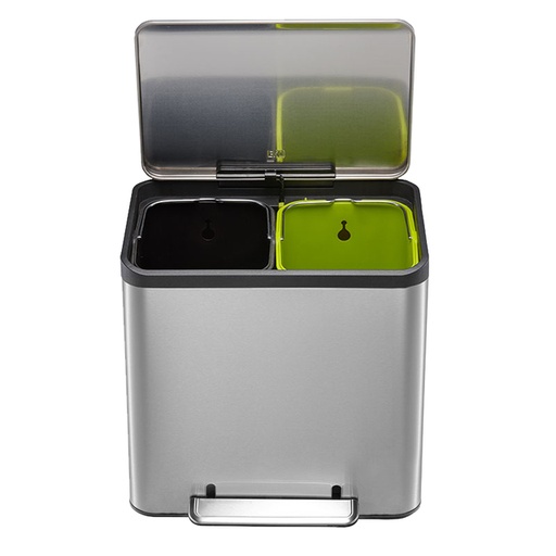 [1422361] Poubelle à pédale EKO EcoCasa Recycler 15+15L inox