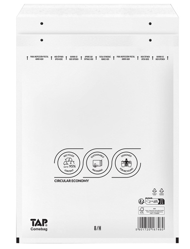 [1421556] Enveloppe à bulles TAP Comebag n°18 290x370mm blanc 100 pièces