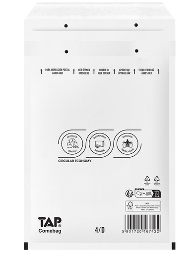 [1421560] Enveloppe à bulles TAP Comebag n°14 200x175mm blanc 100 pièces