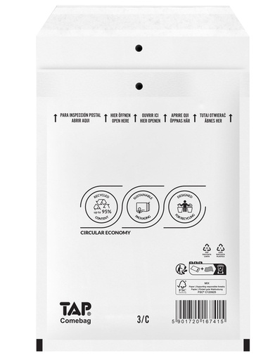 [1421562] Enveloppe à bulles TAP Comebag n°13 170x225mm blanc 100 pièces