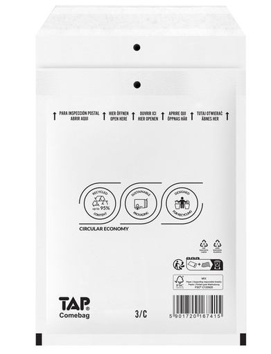 [1421562] Enveloppe à bulles TAP Comebag nr13 blanc 100 pièces