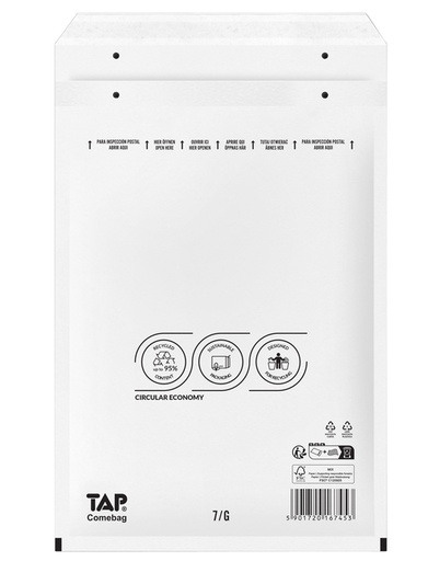 [1421563] Enveloppe à bulles TAP Comebag n°17 250x350mm blanc 100 pièces