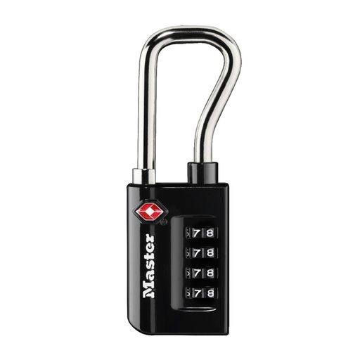 [1421598] Cadenas Masterlock combinaison 4 chiffres TSA anse longue noir 35mm