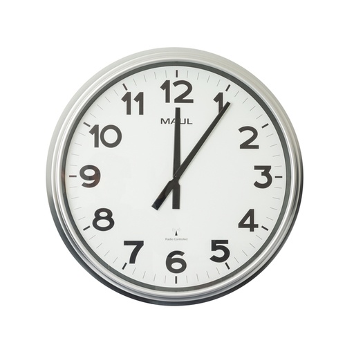 [1422754] Horloge murale MAULride Radiopilotée Ø61x7,5cm plastique argent/blanc