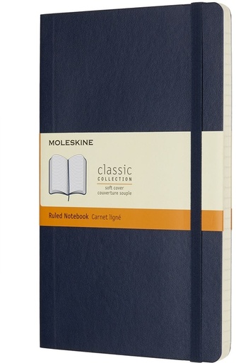 [1422868] Carnet Moleskine large 130x210mm ligné couverture souple bleu saphir