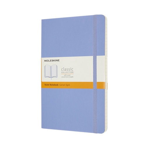 [1422883] Carnet Moleskine large 130x210mm ligné couverture souple bleu hortensia