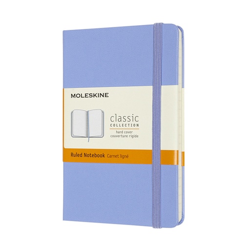 [1422886] Carnet Moleskine Pocket 90x140mm ligné couverture rigide bleu hortensia