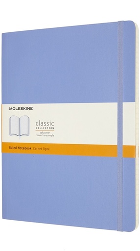 [1422901] Carnet Moleskine XL 190x250mm ligné couverture souple bleu hortensia
