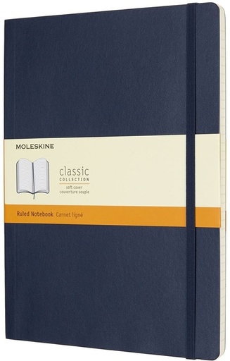 [1422913] Carnet Moleskine XL 190x250mm ligné couverture souple bleu saphir