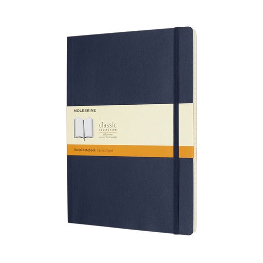 [1422913] Carnet Moleskine XL 190x250mm ligné couverture souple bleu saphir