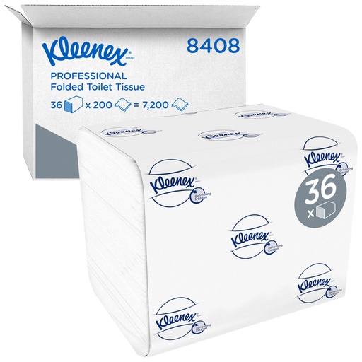 [1422818] Papier toilette plié Kleenex 8408 2 épaisseurs 110x186mm blanc